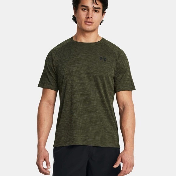 NWT Under Armour Men's Green Black UA Tech 2.0 S/S Tee T- Shirt gym large cardio - Picture 1 of 10